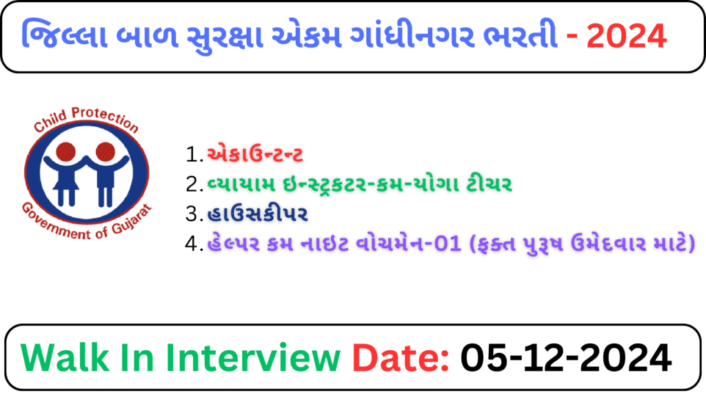 Child Protection office Gandhinagar Bharati 2024 1 Child Protection office Gandhinagar Bharati 2024