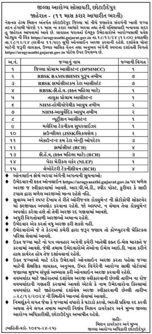 DHS Chhotaudepur Recruitment 2025 Various Post | જિલ્લા આરોગ્ય સોસાયટી છોટાઉદેપુરમાં વિવિધ જગ્યાઓ પર ભરતી 3 DHS Chhotaudepur Recruitment 2025 Various Post