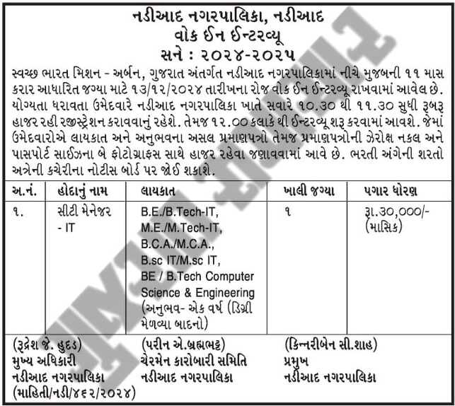 Nadiyad NagarPalika Bharti 2024 1