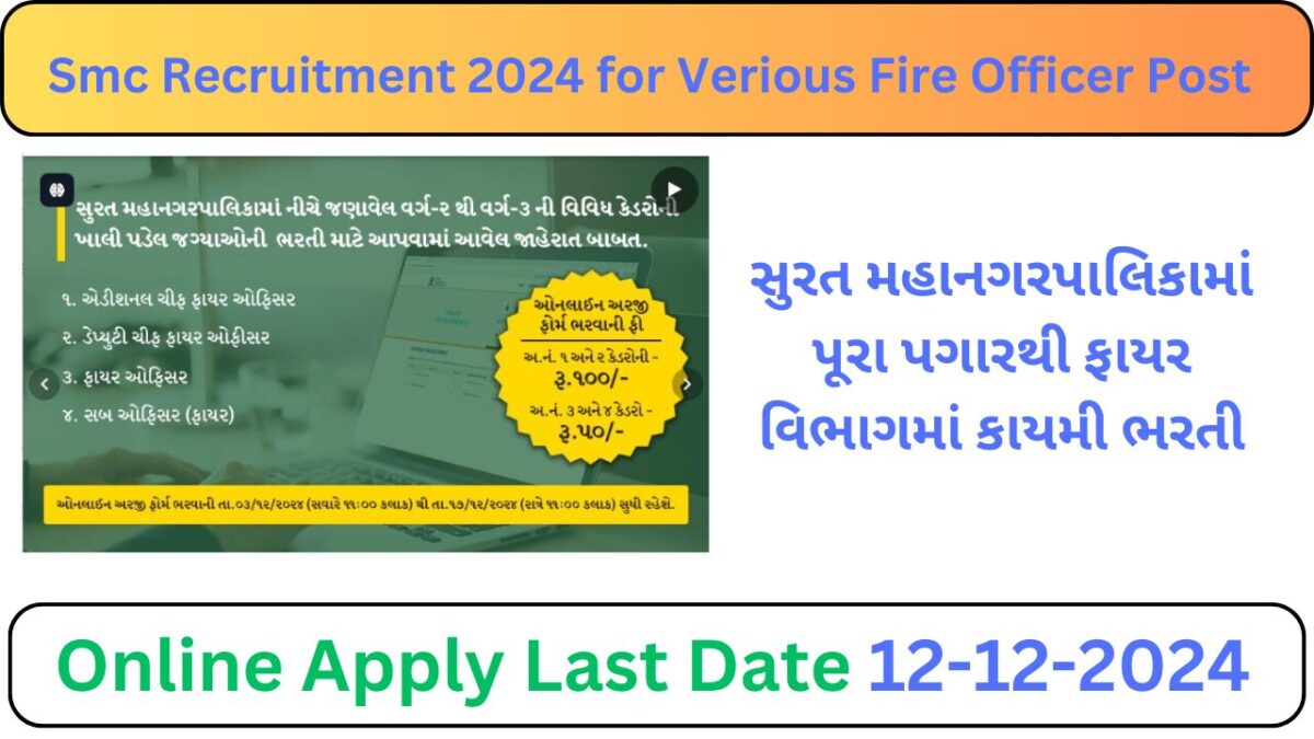 Smc Recruitment 2024 for Verious Fire Officer Post