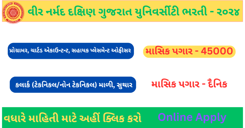 VNSGU Recruitment 2024 Various Post