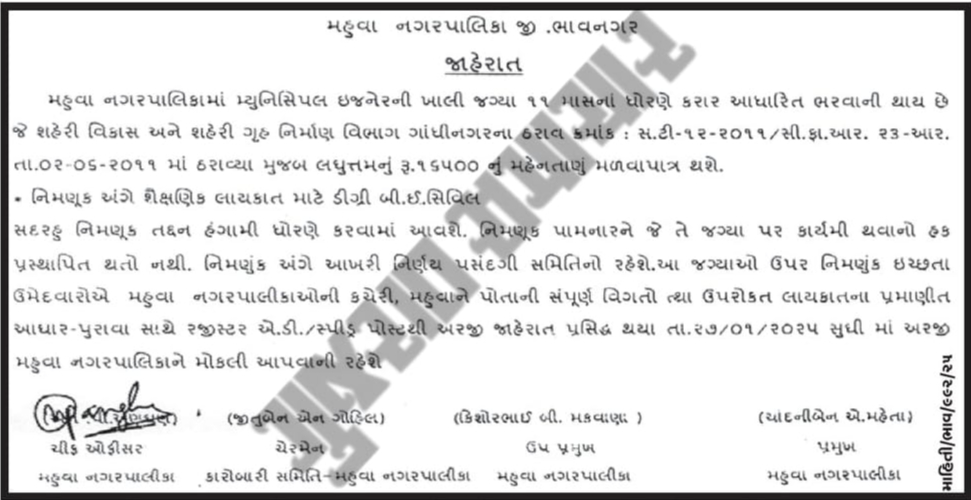 Mahuva Nagarpalika Bharati 2025