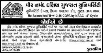 VNSGU Recruitment 2025 Various Post | વીર નર્મદ દક્ષિણ ગુજરાત યુનિવર્સીટીમાં 47 જગ્યા પર ભરતી 2025 2 VNSGU Recruitment 2025