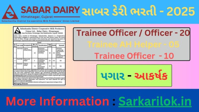 Sabar Dairy Recruitment 2025